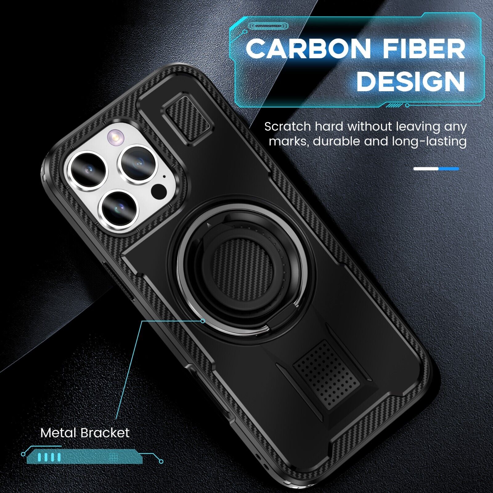 For iPhone 16 15 14 Plus 13 12 11 Pro Max Case Shockproof Ring Stand Phone Cover