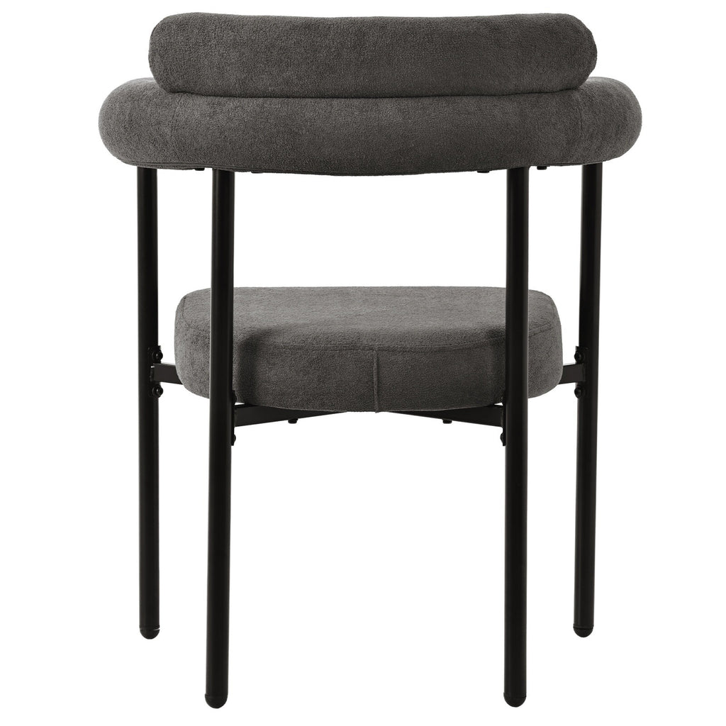 Modern Dining Chairs set of 2 Grey Faux Suede Upholstered Padded Seat Armchairs