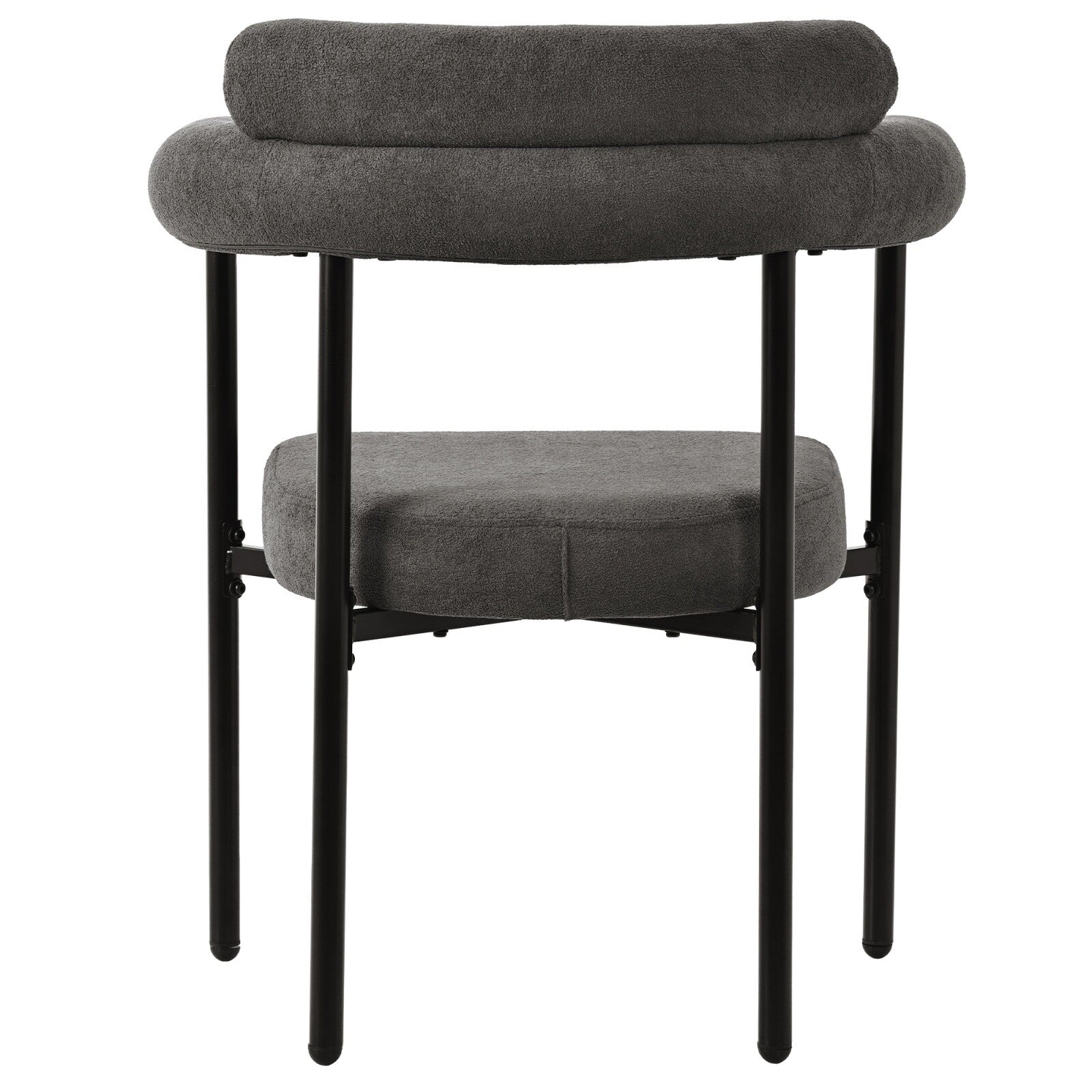 Modern Dining Chairs set of 2 Grey Faux Suede Upholstered Padded Seat Armchairs