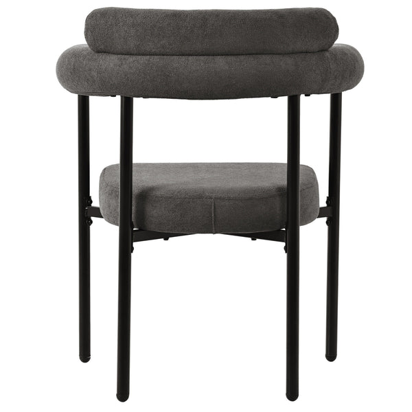 Modern Dining Chairs set of 2 Grey Faux Suede Upholstered Padded Seat Armchairs