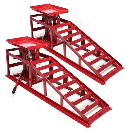 4 ton Hydraulic Car Ramps 2PC Garage Auto Van Bottle Lift Jack Ramp Heavy Duty