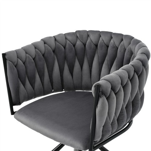 6PCS SWIVEL VELVET DINING CHAIRS ROTATABLE METAL LEGS KITCHEN CHAIRS MODERN GREY