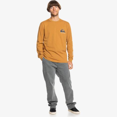 Quiksilver Mens Comp Logo Long Sleeve T-Shirt Top Crew Neck Graphic Tee Top