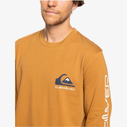 Quiksilver Mens Comp Logo Long Sleeve T-Shirt Top Crew Neck Graphic Tee Top