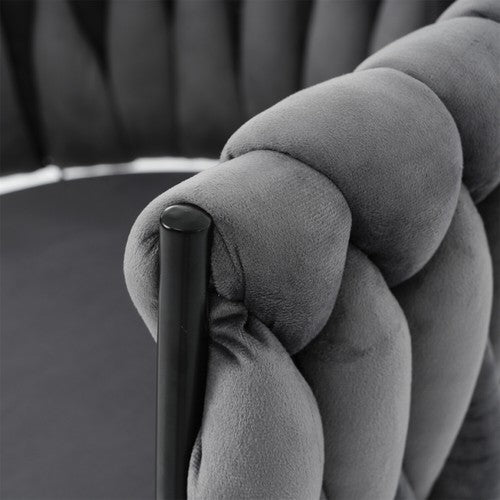 6PCS SWIVEL VELVET DINING CHAIRS ROTATABLE METAL LEGS KITCHEN CHAIRS MODERN GREY