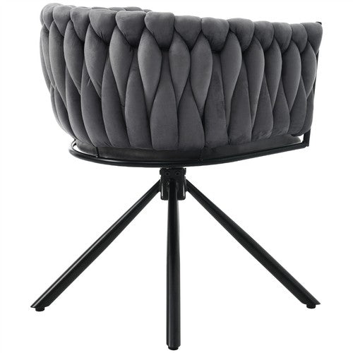 6PCS SWIVEL VELVET DINING CHAIRS ROTATABLE METAL LEGS KITCHEN CHAIRS MODERN GREY