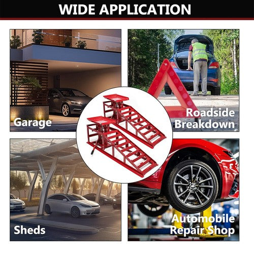 4 ton Hydraulic Car Ramps 2PC Garage Auto Van Bottle Lift Jack Ramp Heavy Duty