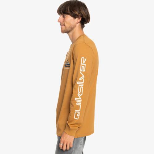 Quiksilver Mens Comp Logo Long Sleeve T-Shirt Top Crew Neck Graphic Tee Top