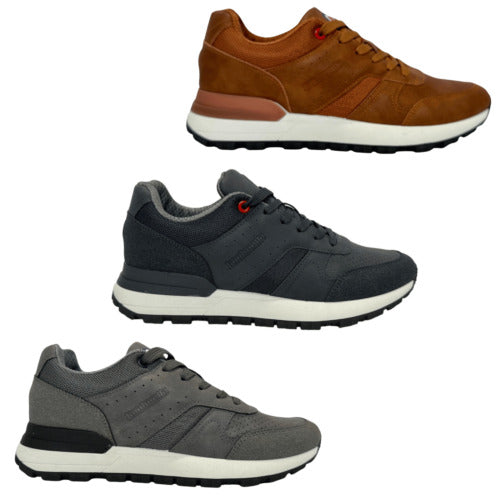 Lambretta Mens Echo 2 Lace Up Sporty Retro Trainers Sneakers Shoes