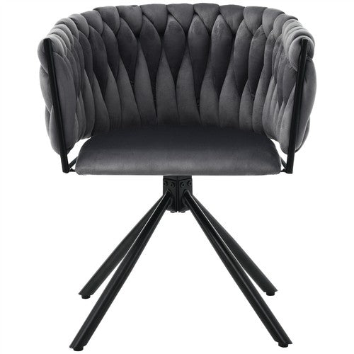 6PCS SWIVEL VELVET DINING CHAIRS ROTATABLE METAL LEGS KITCHEN CHAIRS MODERN GREY