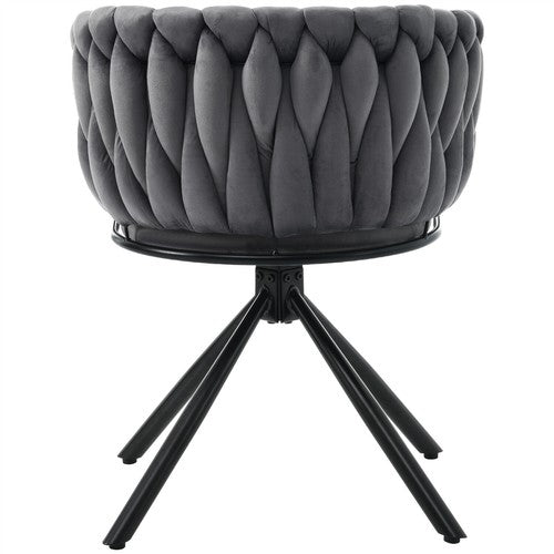 6PCS SWIVEL VELVET DINING CHAIRS ROTATABLE METAL LEGS KITCHEN CHAIRS MODERN GREY