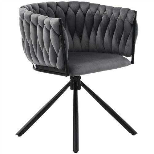 6PCS SWIVEL VELVET DINING CHAIRS ROTATABLE METAL LEGS KITCHEN CHAIRS MODERN GREY