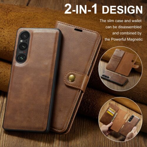 For Sony Xperia 1 5 10 VI V 2in1 Magnetic Removable Leather Wallet Case Cover