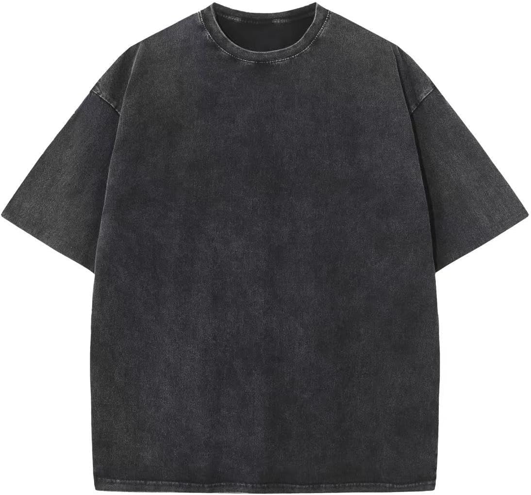 Men's Oversized Cotton T-Shirts Loose Fit Vintage Washed Tee Unisex Short Sleeve Casual Shirts Tops
