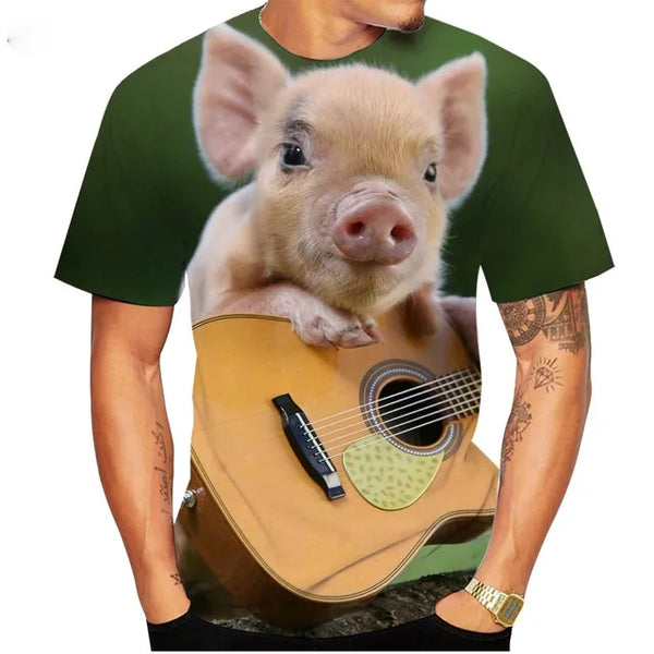 Camiseta con estampado 3D para hombre y mujer, camisa de manga corta con estampado de animales, personalizada, divertida, cerdo gordo, novedad de verano