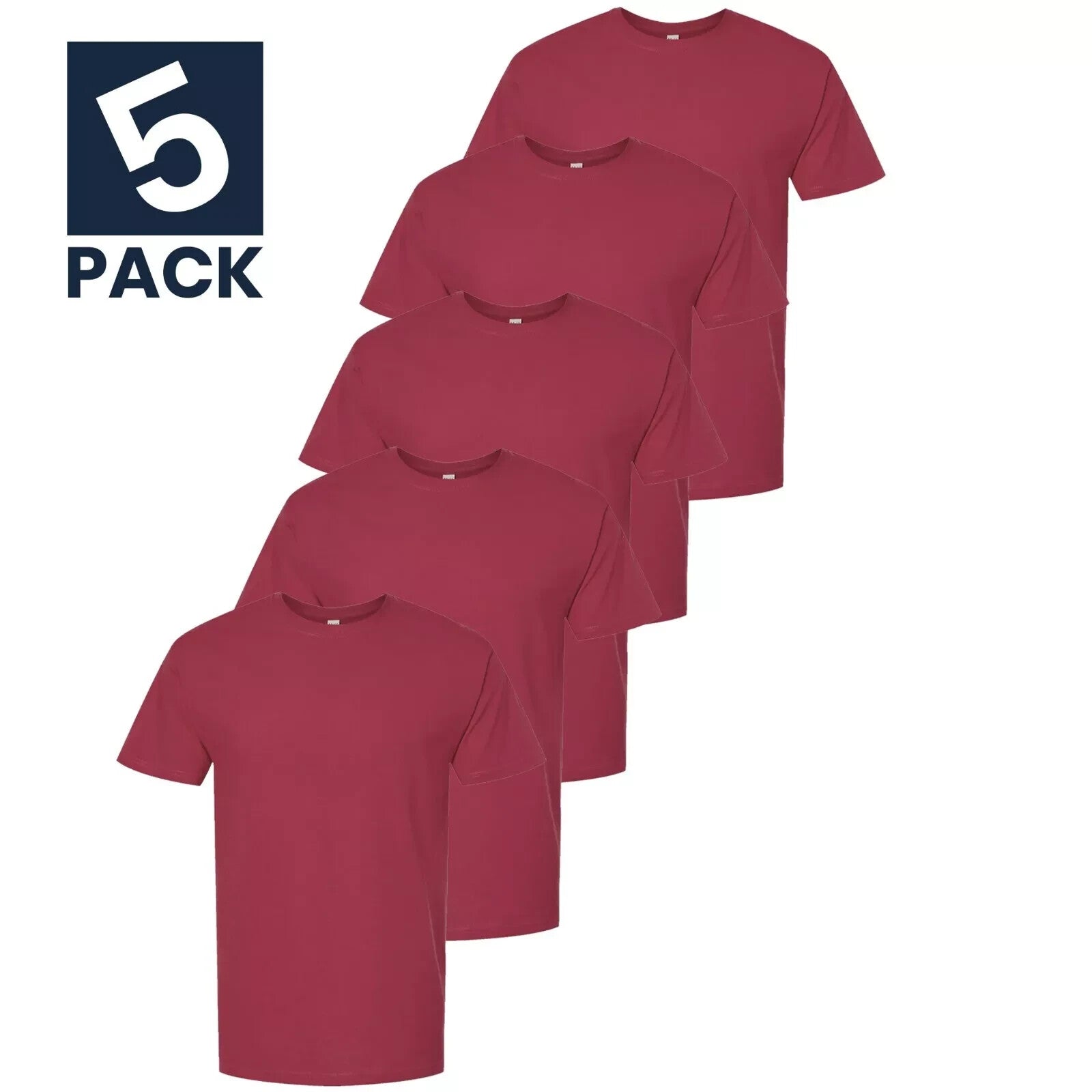 5 PACK Men's T-Shirt Heavy Cotton Plain Short Sleeve Tees 100% Cotton Blank Tees