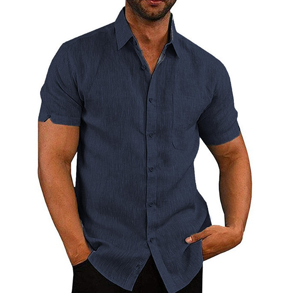 Mens Summer Short Sleeve Polo Shirts Work Casual Loose Button Up T Shirt Tops