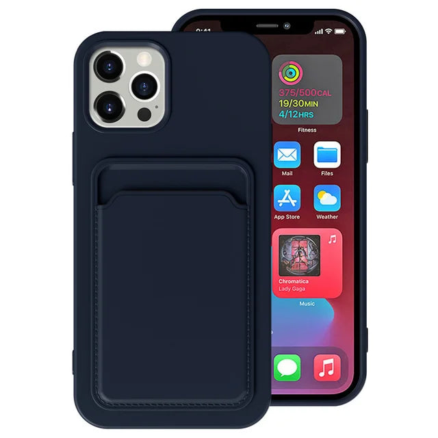 Phone Case For IPhone 16 Pro Max Case IPhone 12 Mini TPU Frosted Soft Protective Cover iPhone 14 Card Pocket 15 Plus