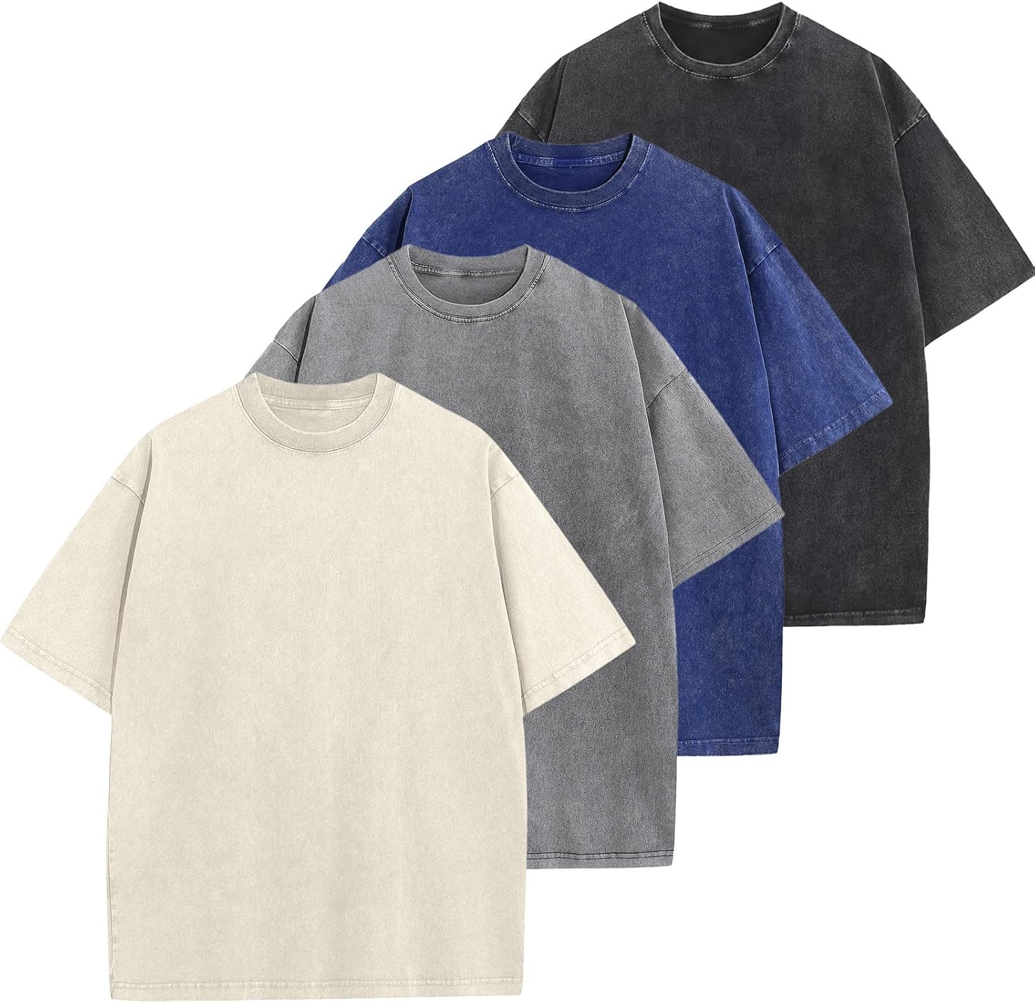Men's Oversized Cotton T-Shirts Loose Fit Vintage Washed Tee Unisex Short Sleeve Casual Shirts Tops