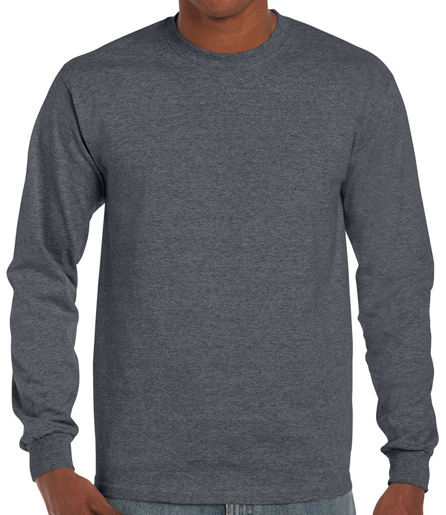 Gildan Mens Ultra Cotton Adult Long Sleeve T-Shirt Classic Fit Rib Cuffs Tee TOP