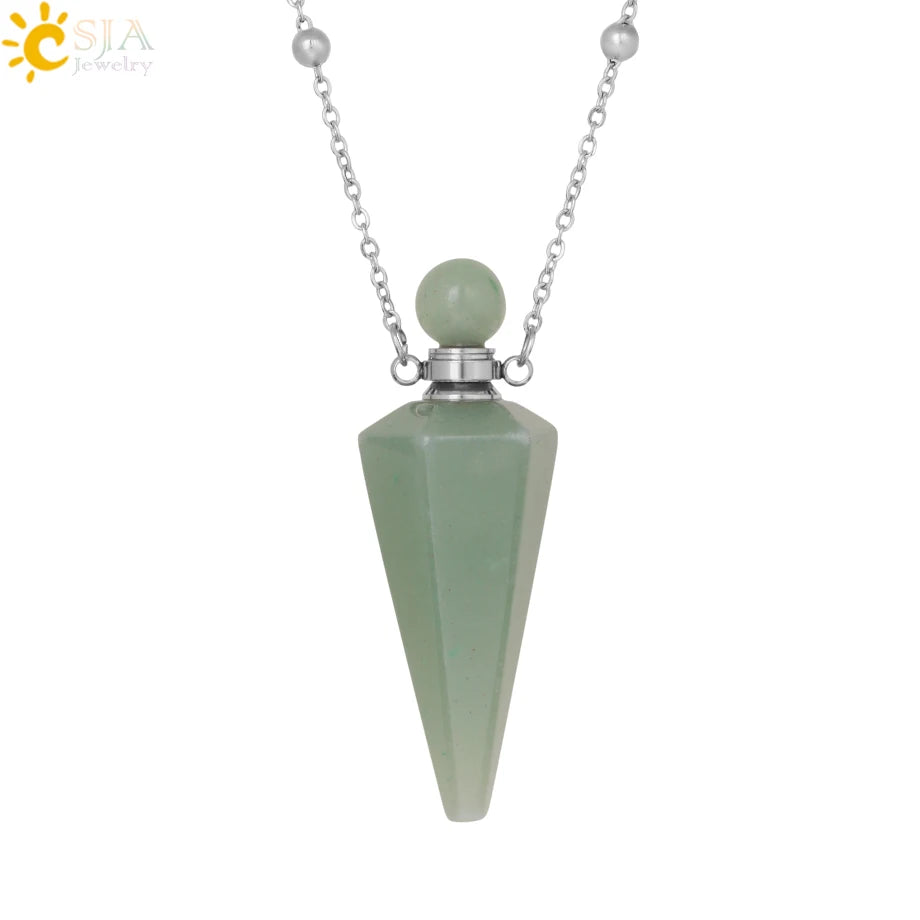 Natuursteen Kegel Parfumflesje ketting Healing Clear Quartz Crystal Hanger Reiki Essentials Olie Diffuser Flacon Ketting H119