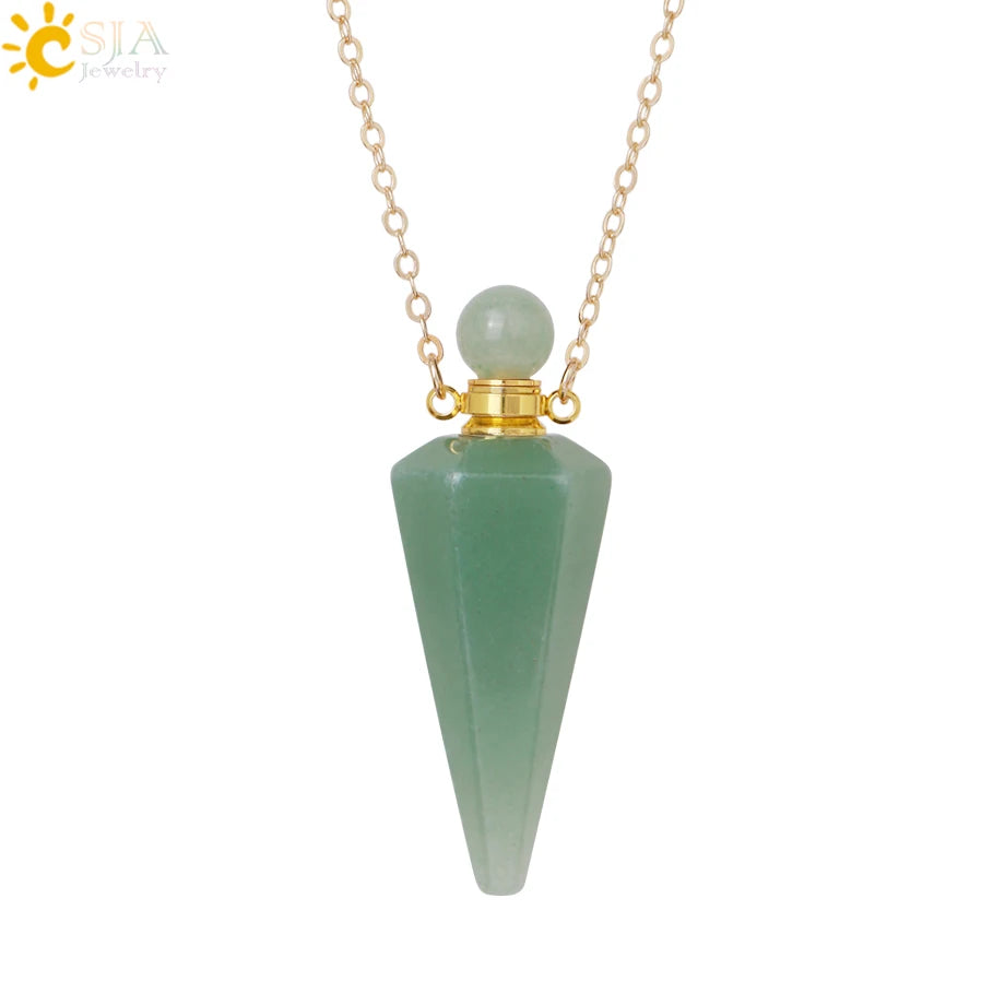 Natuursteen Kegel Parfumflesje ketting Healing Clear Quartz Crystal Hanger Reiki Essentials Olie Diffuser Flacon Ketting H119