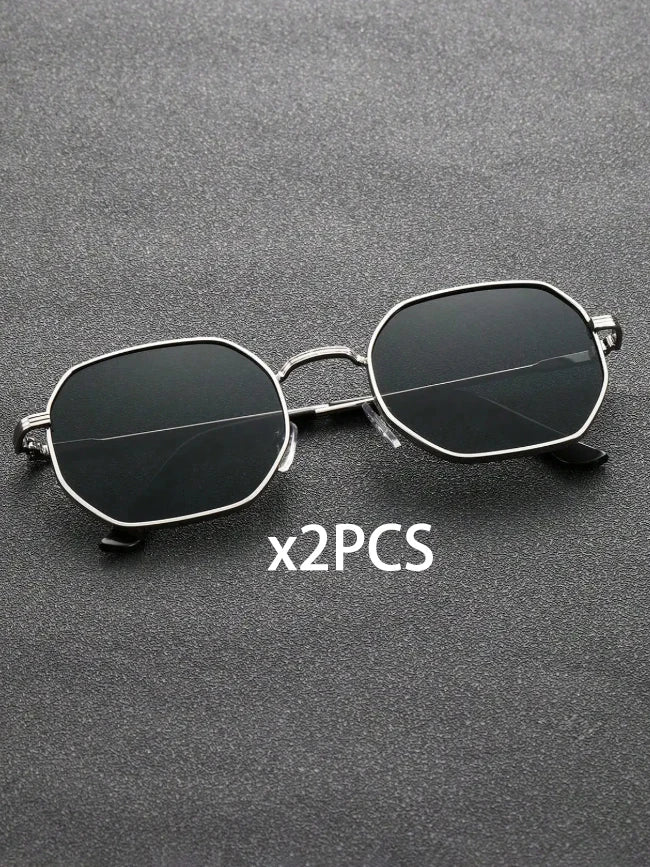1/2 PCS Unisex Geometric Metal Frame Temperament Fashion Glasses For Outdoor Travel Driving Daily Life Accessories
