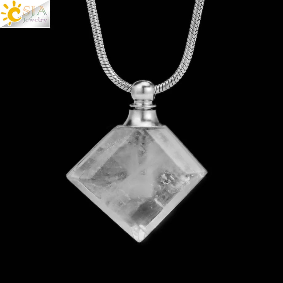 Natuursteen Kegel Parfumflesje ketting Healing Clear Quartz Crystal Hanger Reiki Essentials Olie Diffuser Flacon Ketting H119