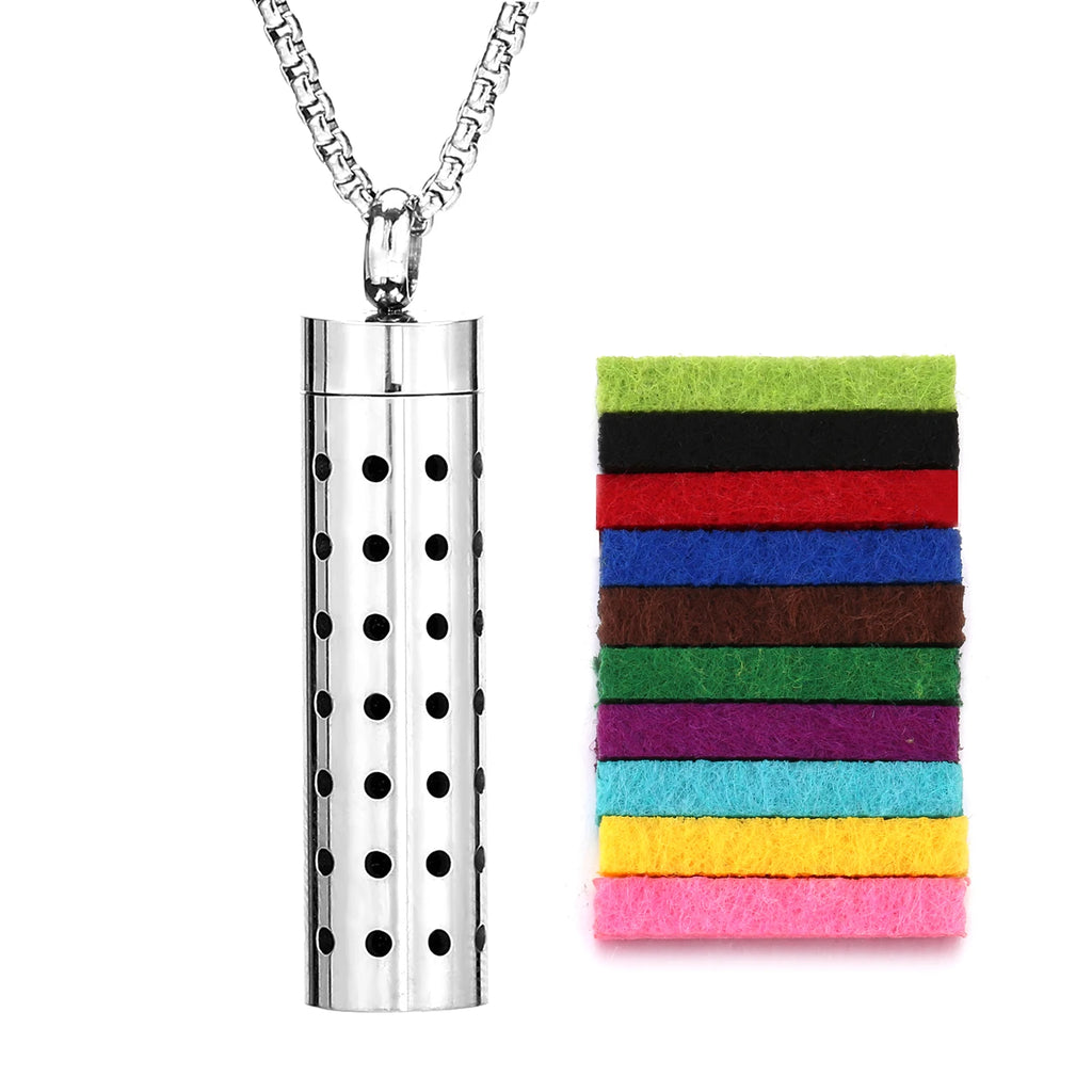 Rvs Holle Verticale Bar Luchtverfrisser Parfum Olie Diffuser Medaillon Charme Sieraden Hanger Ketting Voor Vrouwen Mannen Tiener