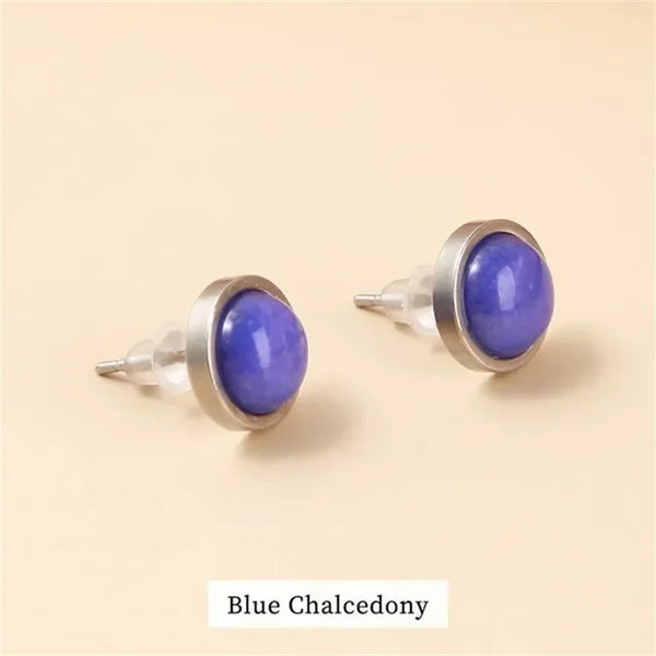 Fashion Handmade Lovely 10mm Natural Stone Stud Earrings Stainless Steel Earrings Tiger Eyes Agate Women Jewelry Gift OLstyle