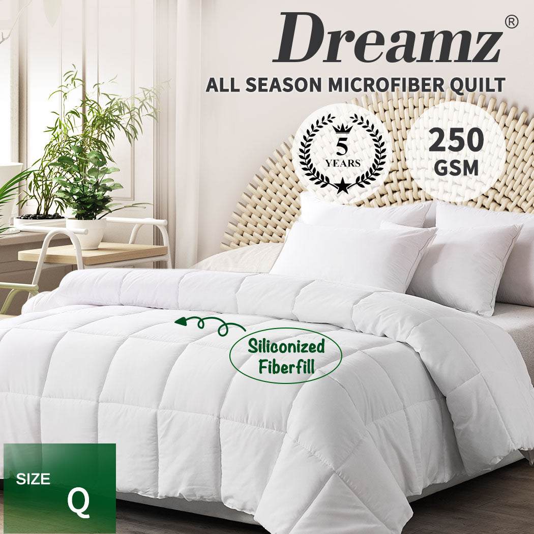 Dreamz Microfiber Quilt Doona Duvet Winter Summer Microfibre 250GSM All Size