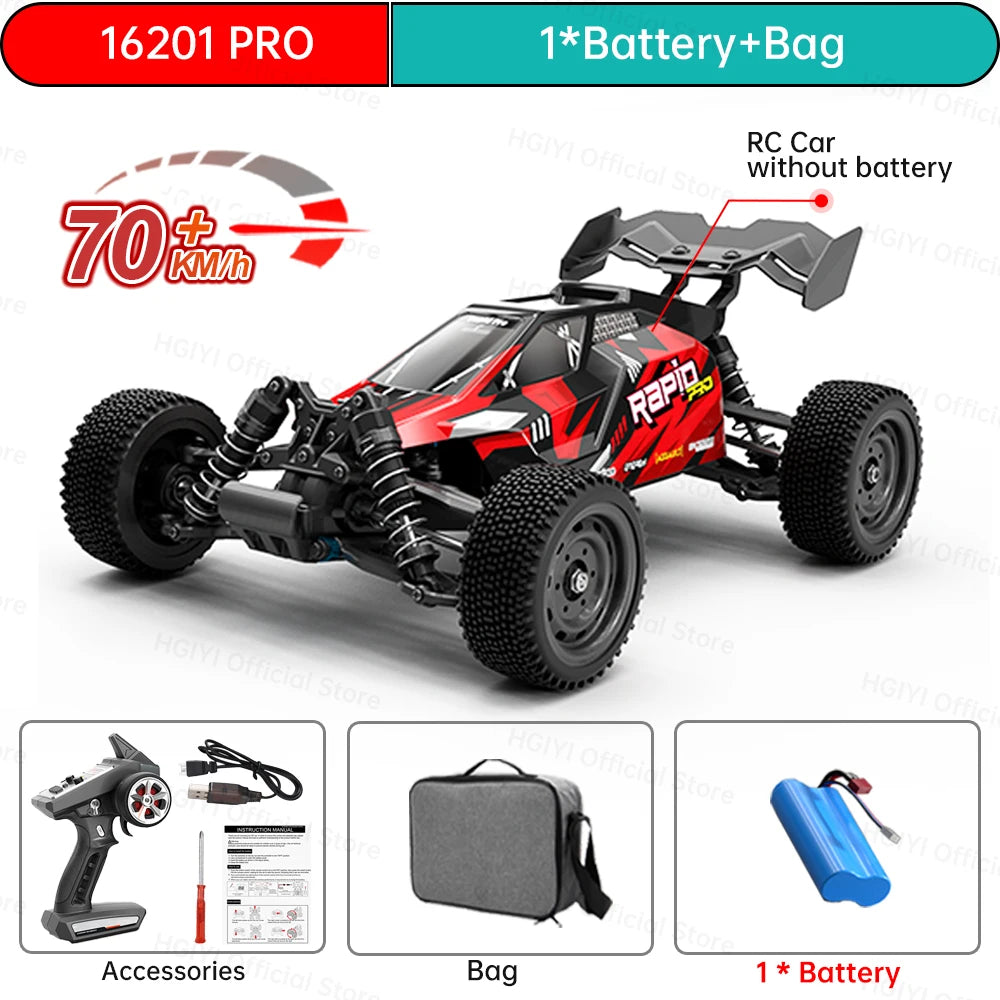 Teeggi 16101 /16102 PRO 1:16 70KM/H 4WD High Speed RC Car With LED Light Drift RC Off-Road Car Monster Truck Toy For Kid Gifts