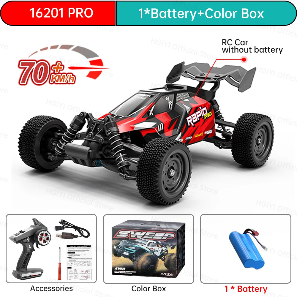Teeggi 16101 /16102 PRO 1:16 70KM/H 4WD High Speed RC Car With LED Light Drift RC Off-Road Car Monster Truck Toy For Kid Gifts