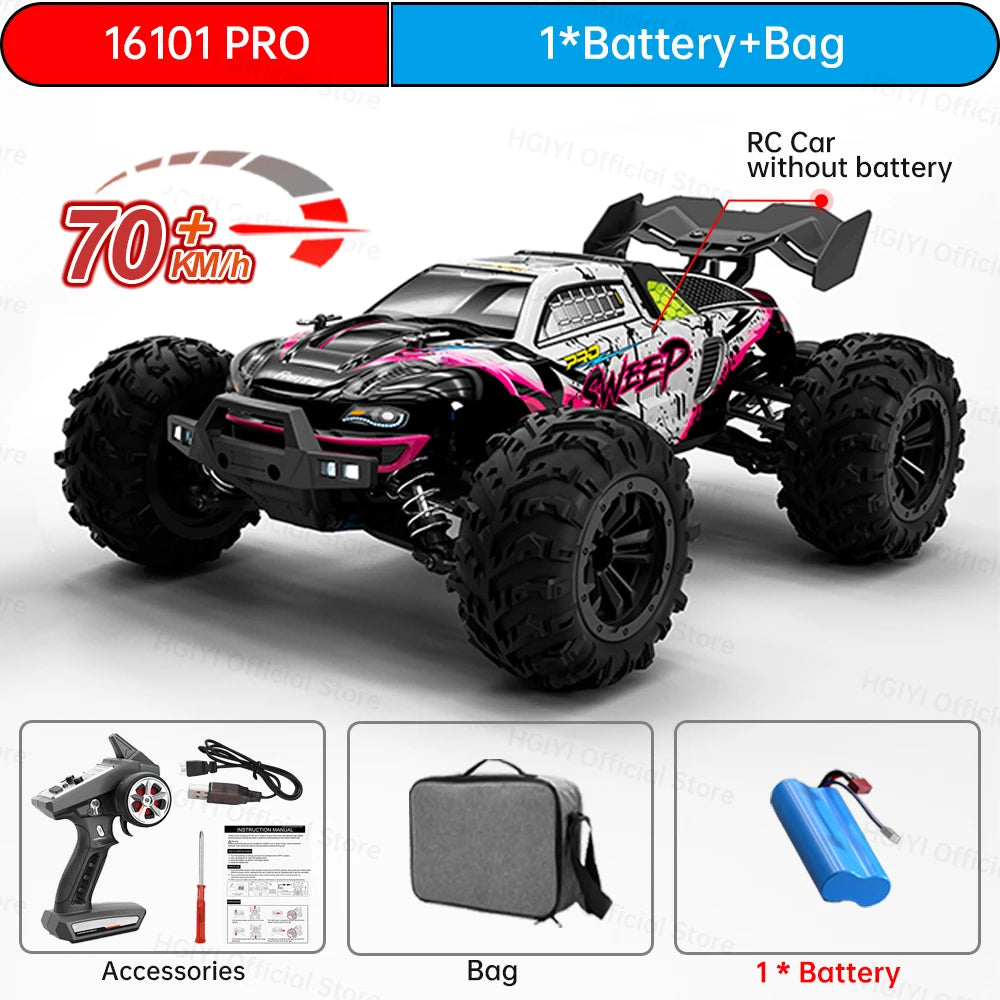Teeggi 16101 /16102 PRO 1:16 70KM/H 4WD High Speed RC Car With LED Light Drift RC Off-Road Car Monster Truck Toy For Kid Gifts