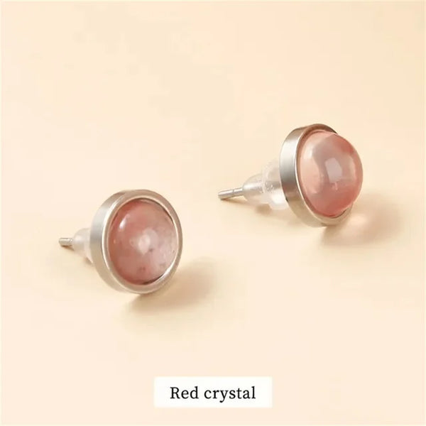 Fashion Handmade Lovely 10mm Natural Stone Stud Earrings Stainless Steel Earrings Tiger Eyes Agate Women Jewelry Gift OLstyle