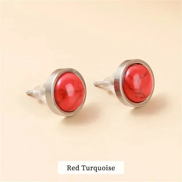 Fashion Handmade Lovely 10mm Natural Stone Stud Earrings Stainless Steel Earrings Tiger Eyes Agate Women Jewelry Gift OLstyle