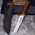 WPKOPYA cuchillo de caza con mango de madera de rama de ácido de acero D2, cuchillo de supervivencia para acampar, manga de cuchillo, cuchillo EDC multiusos, EE. UU., Japón