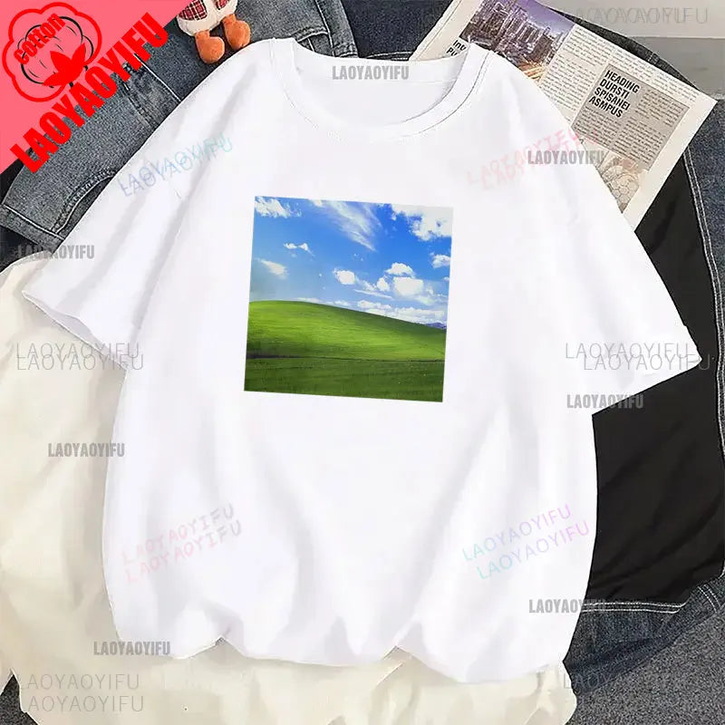 Windows 95 Small T-Shirt Summer Cotton Blouse Men 7 T Shirt Windows Casual Stylish Street Short Sleeve Gothic Vintage Streetwear