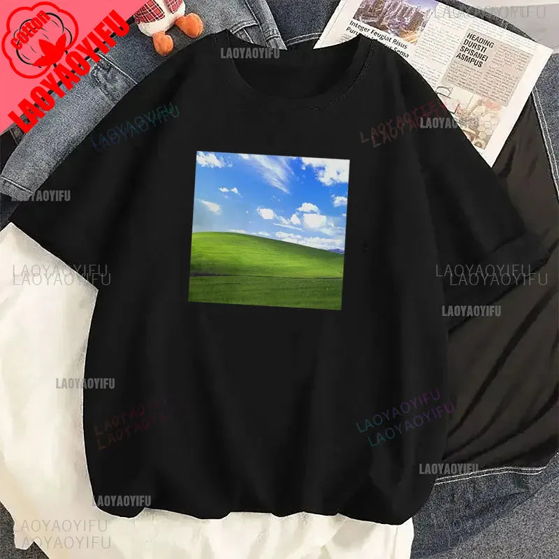 Windows 95 Small T-Shirt Summer Cotton Blouse Men 7 T Shirt Windows Casual Stylish Street Short Sleeve Gothic Vintage Streetwear