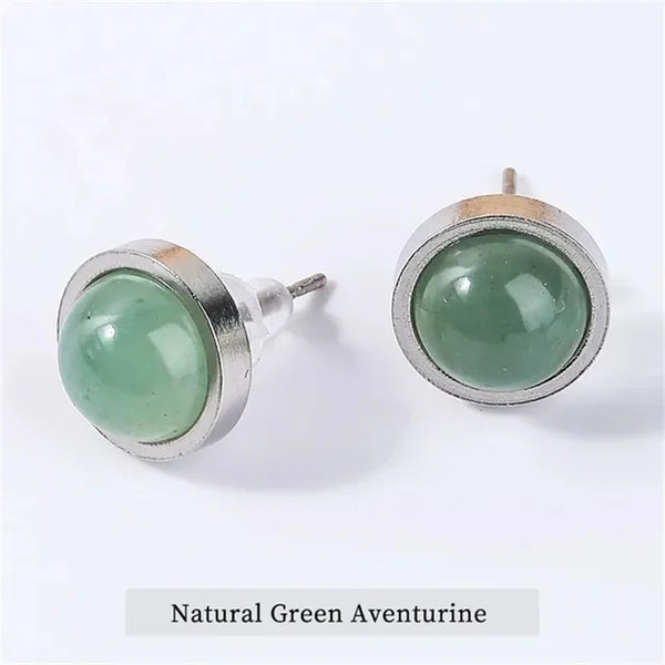 Fashion Handmade Lovely 10mm Natural Stone Stud Earrings Stainless Steel Earrings Tiger Eyes Agate Women Jewelry Gift OLstyle