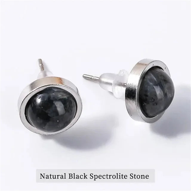 Fashion Handmade Lovely 10mm Natural Stone Stud Earrings Stainless Steel Earrings Tiger Eyes Agate Women Jewelry Gift OLstyle