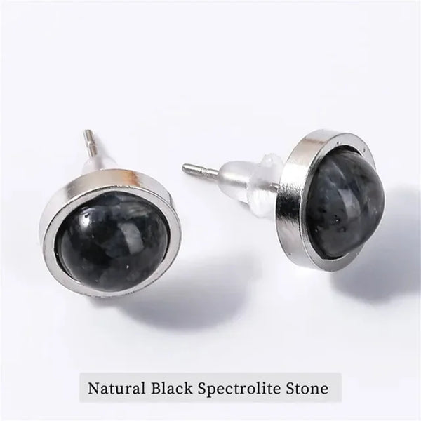 Fashion Handmade Lovely 10mm Natural Stone Stud Earrings Stainless Steel Earrings Tiger Eyes Agate Women Jewelry Gift OLstyle