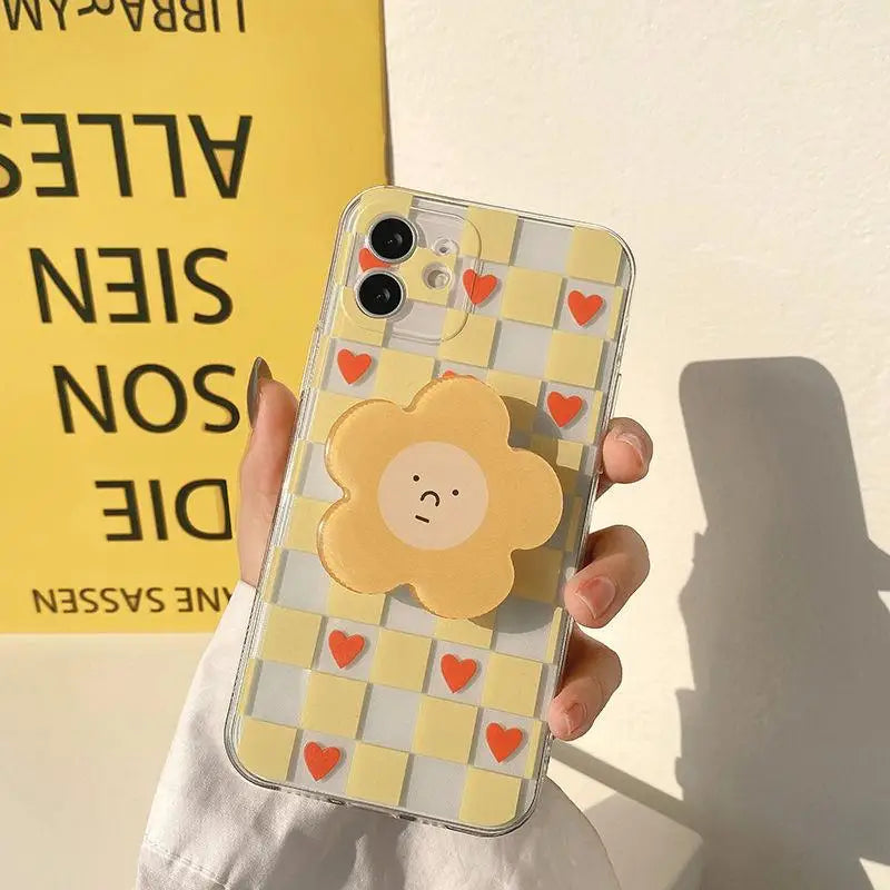 Cute Daisy Flower Holder Case For Samsung Galaxy S25 Edge S24 Ultra S23 S22 S21 Plus S20 FE NOTE 20 A22 A23 A50 cover