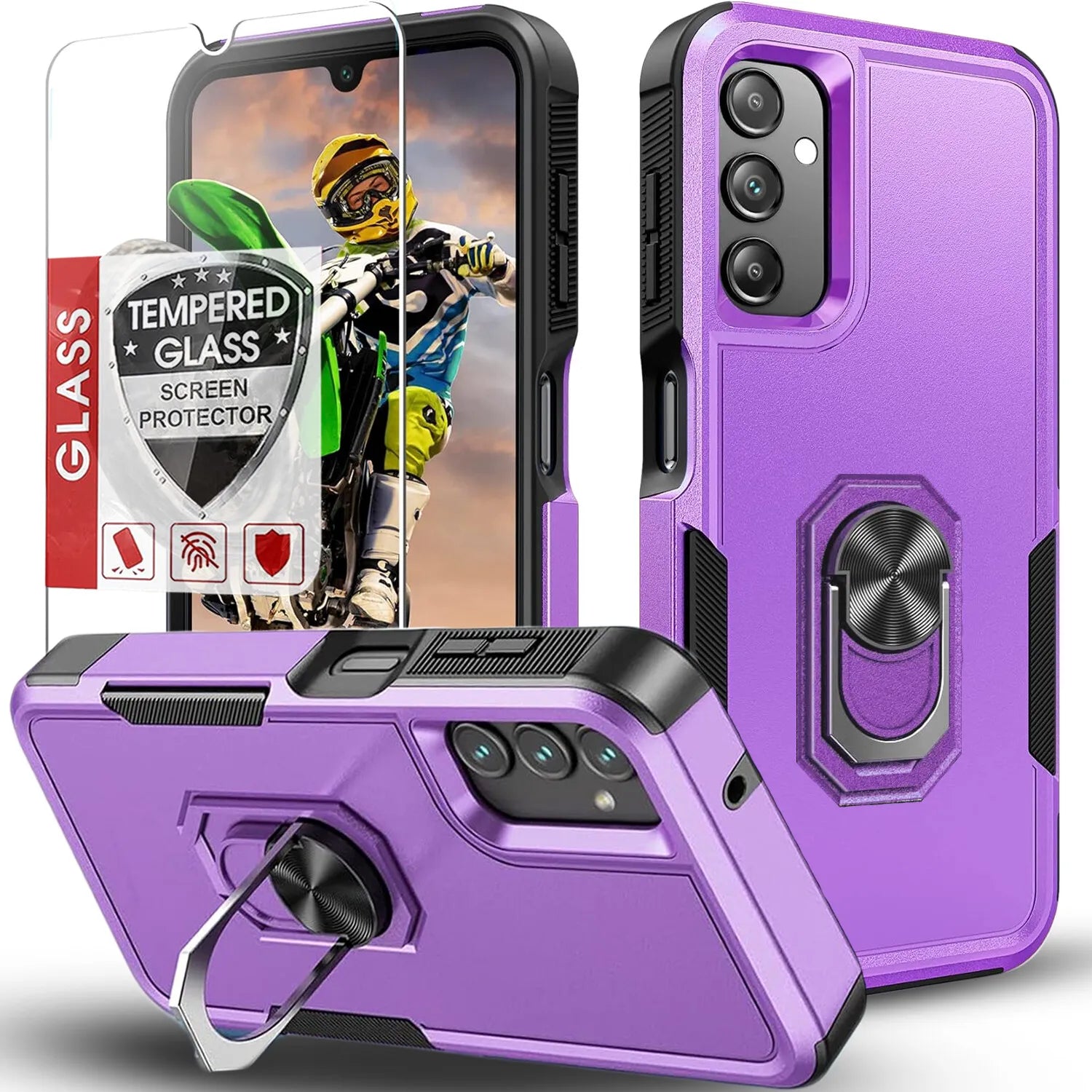 For Samsung Galaxy A15 A14 5G A54 Case Shockproof Phone Cover + Tempered Glass