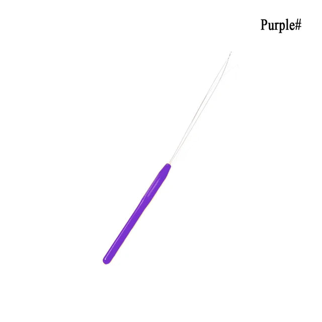 Colorful Micro Rings Loop Plastic Handle Tool Threader Pulling Needle Used With Hair Plier and Beads Feather Hair Extension Tool