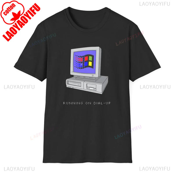 Windows 95 Small T-Shirt Summer Cotton Blouse Men 7 T Shirt Windows Casual Stylish Street Short Sleeve Gothic Vintage Streetwear