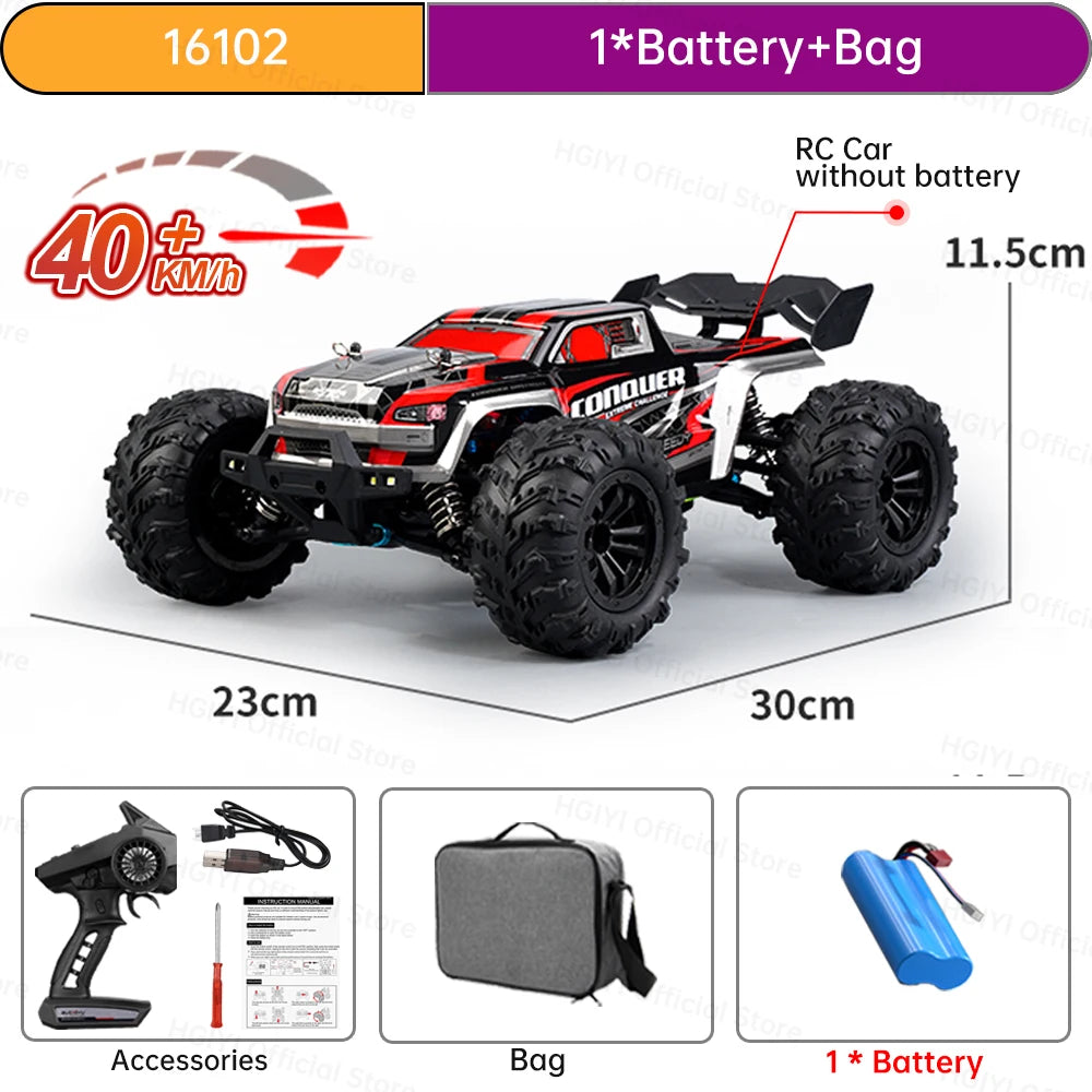 Teeggi 16101 /16102 PRO 1:16 70KM/H 4WD High Speed RC Car With LED Light Drift RC Off-Road Car Monster Truck Toy For Kid Gifts