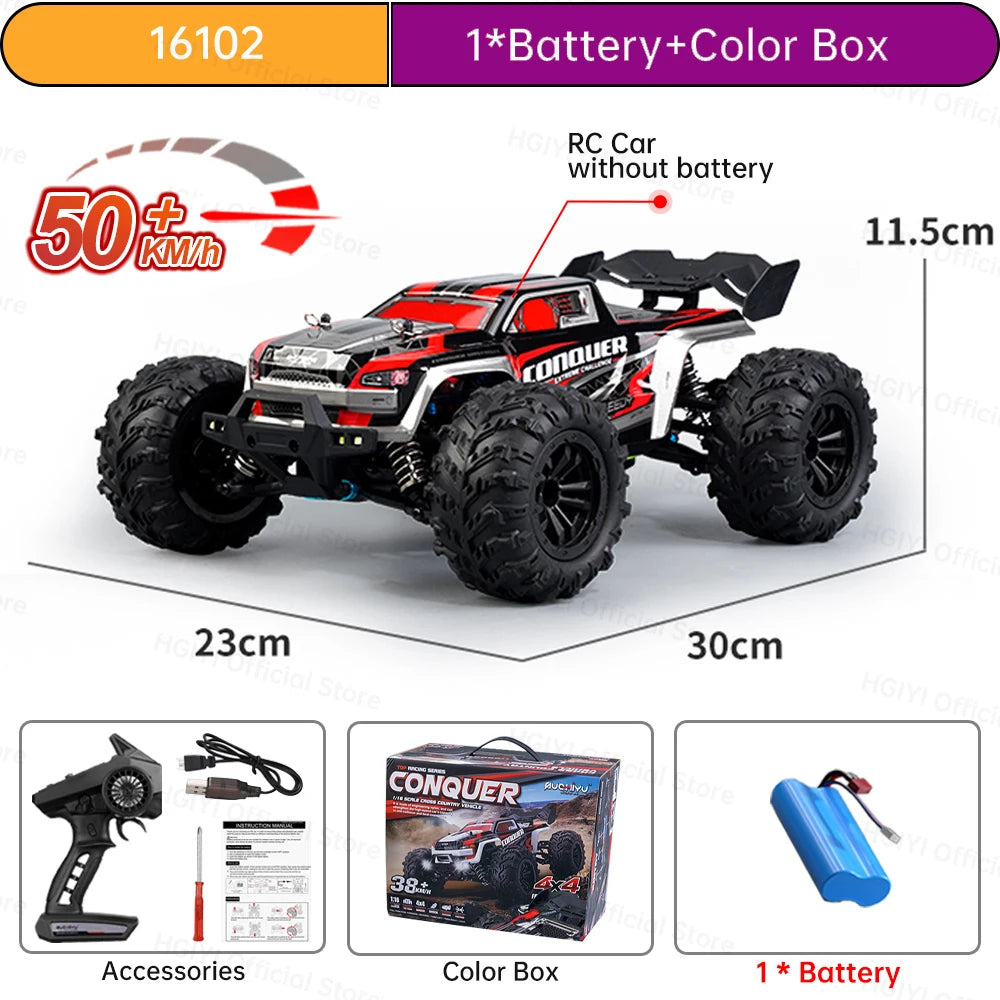 Teeggi 16101 /16102 PRO 1:16 70KM/H 4WD High Speed RC Car With LED Light Drift RC Off-Road Car Monster Truck Toy For Kid Gifts