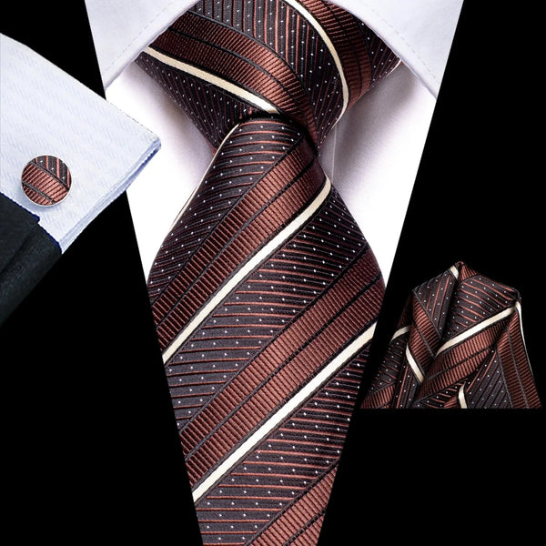 Hi-Tie Striped Black Red Gold Green Silk Wedding Tie For Men Handky Cufflink Gift Men Necktie Fashion Designer Business Party