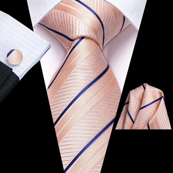 Hi-Tie Striped Black Red Gold Green Silk Wedding Tie For Men Handky Cufflink Gift Men Necktie Fashion Designer Business Party